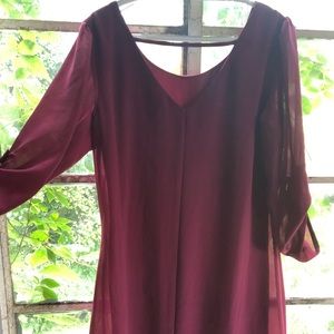 Deep plum long sleeve dress